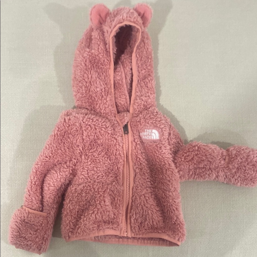 The North Face Pink Fuzzy Hoodie baby
